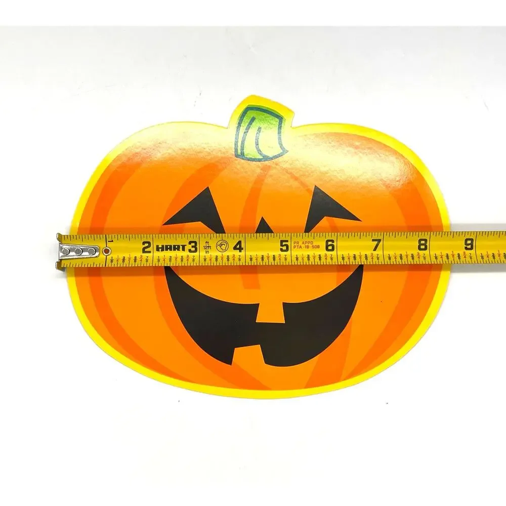 Vintage Halloween Die Cut Set of 4 Pumpkin Decorations Double Sided 8.5